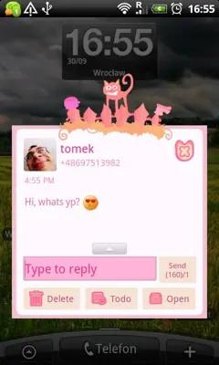 GO SMS Pro Pink Cat Theme android App screenshot 2