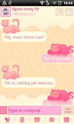 GO SMS Pro Pink Cat Theme android App screenshot 3