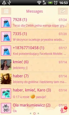 GO SMS Pro Pink Cat Theme android App screenshot 4